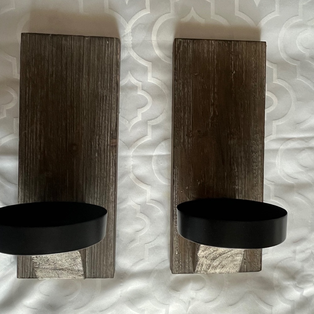 Rustic Wood and Black Metal Wall Shelves